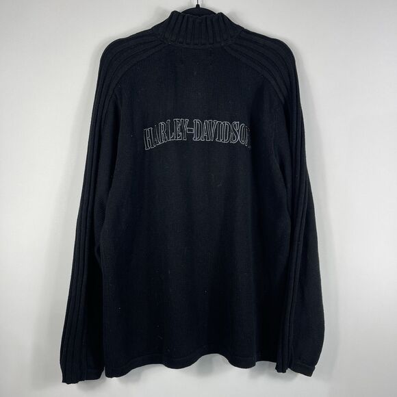 EUC Harley Davidson Icon Black 1/4 Zip Pullover Men's Large‎ USA Made - Picture 2 of 10